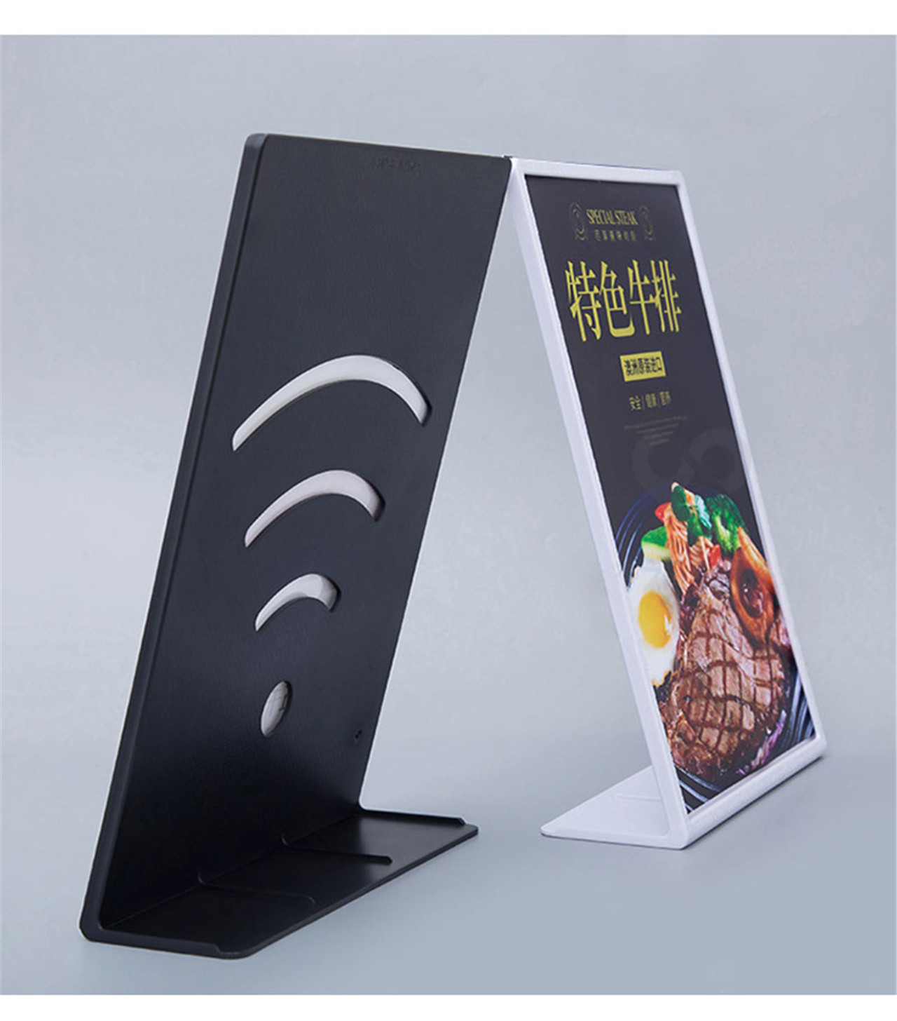 A4A5 Double Sided Clear Acrylic sareng Base Desktop Counter Poster Sign Holder Menu Display Stand (2)