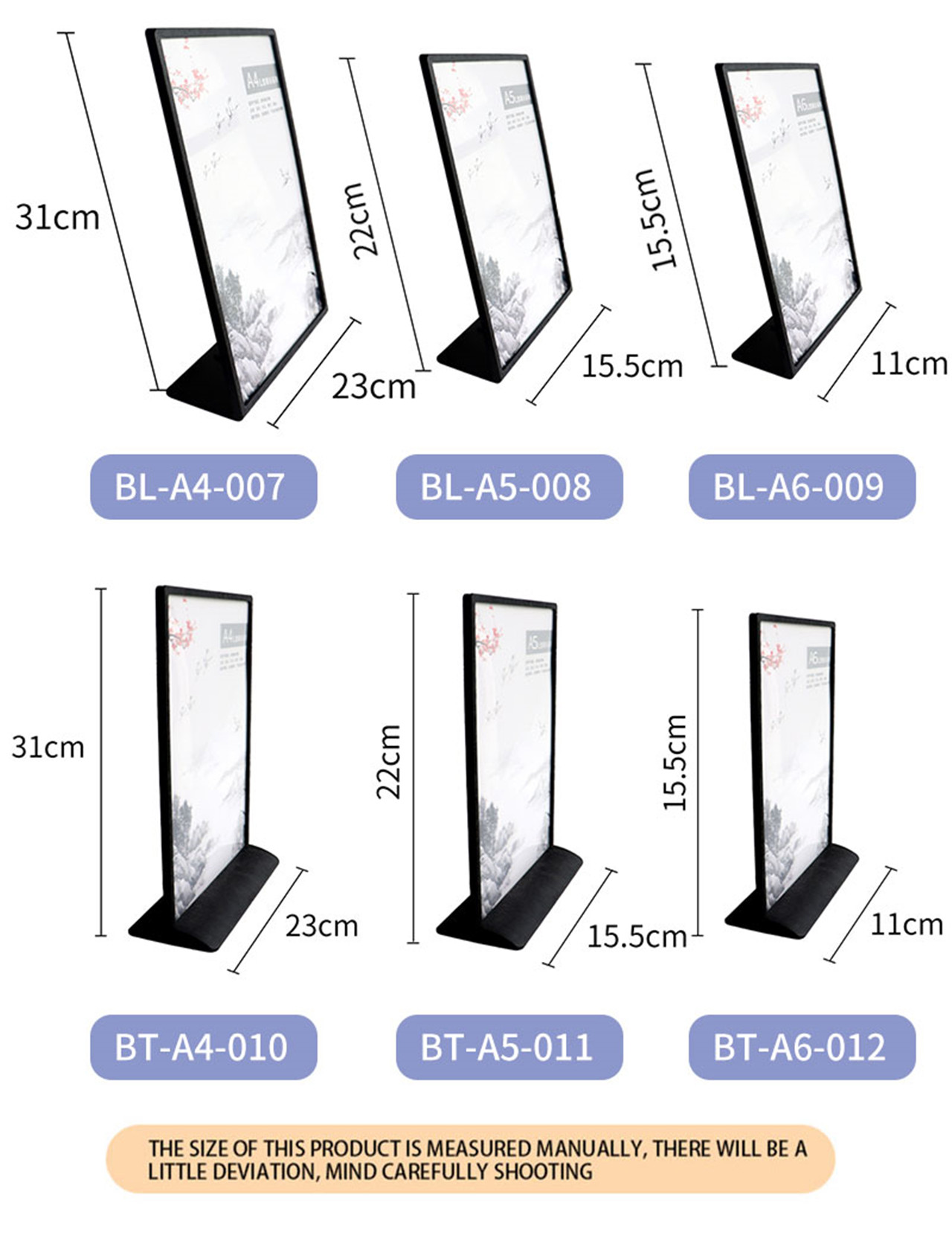 A4A5 Acrilico Trasparente Doppiu Facciate cù Base Desktop Counter Poster Sign Holder Menu Display Stand (5)