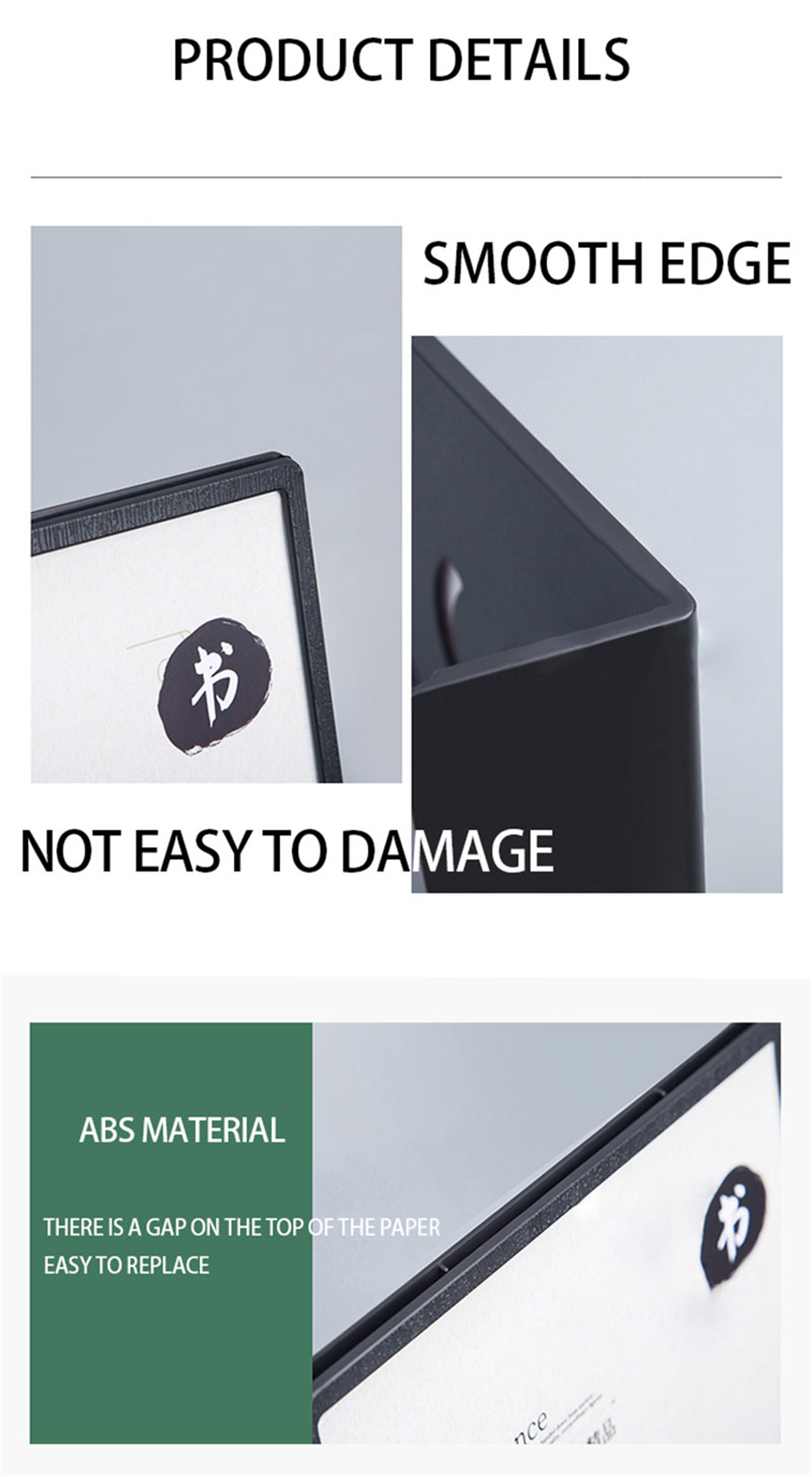 A4A5 Acrílico transparente de doble cara con base Mostrador de escritorio Soporte para cartel Menú Soporte de exhibición (6)